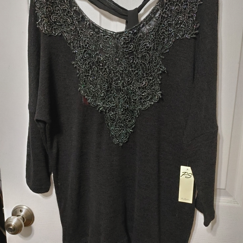 NWT BLACK & SILVER DRESSY SWEATER